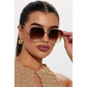 Continental‎ Twist Round Frame Temple Design Sunglasses Brown